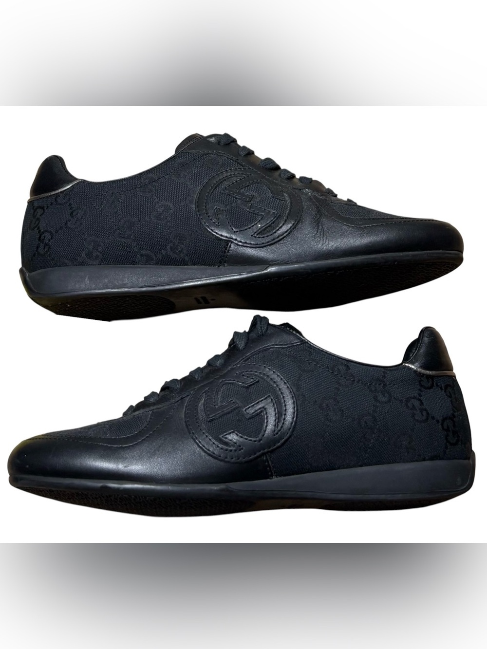 Gucci Royal Sport Guccissima Monogram Leather Canvas Sneakers Shoes Black 37